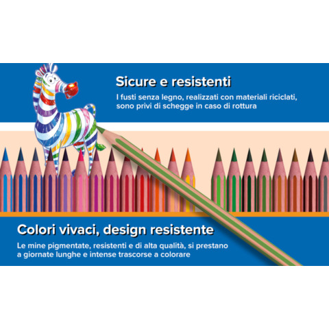 Matite colorate BIC Kids Evolution Stripes 3,05 mm con fusto esagonale in conf. 12 pezzi assortiti - 9505222